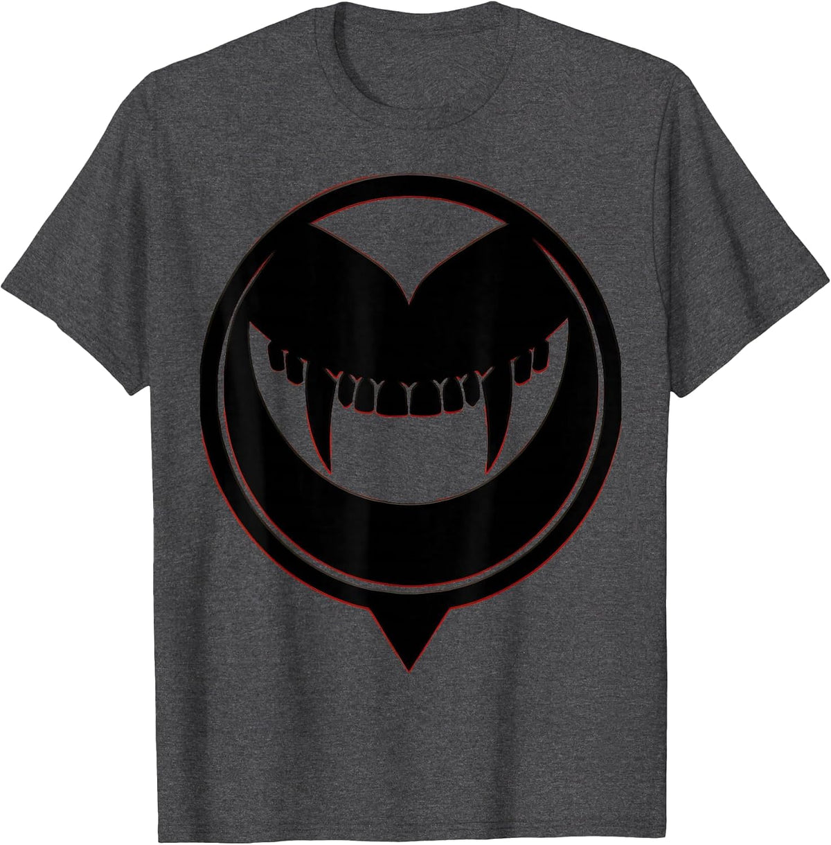 Vampire Fangs Dental Halloween Illustration T-Shirt - Dark Heather Grey