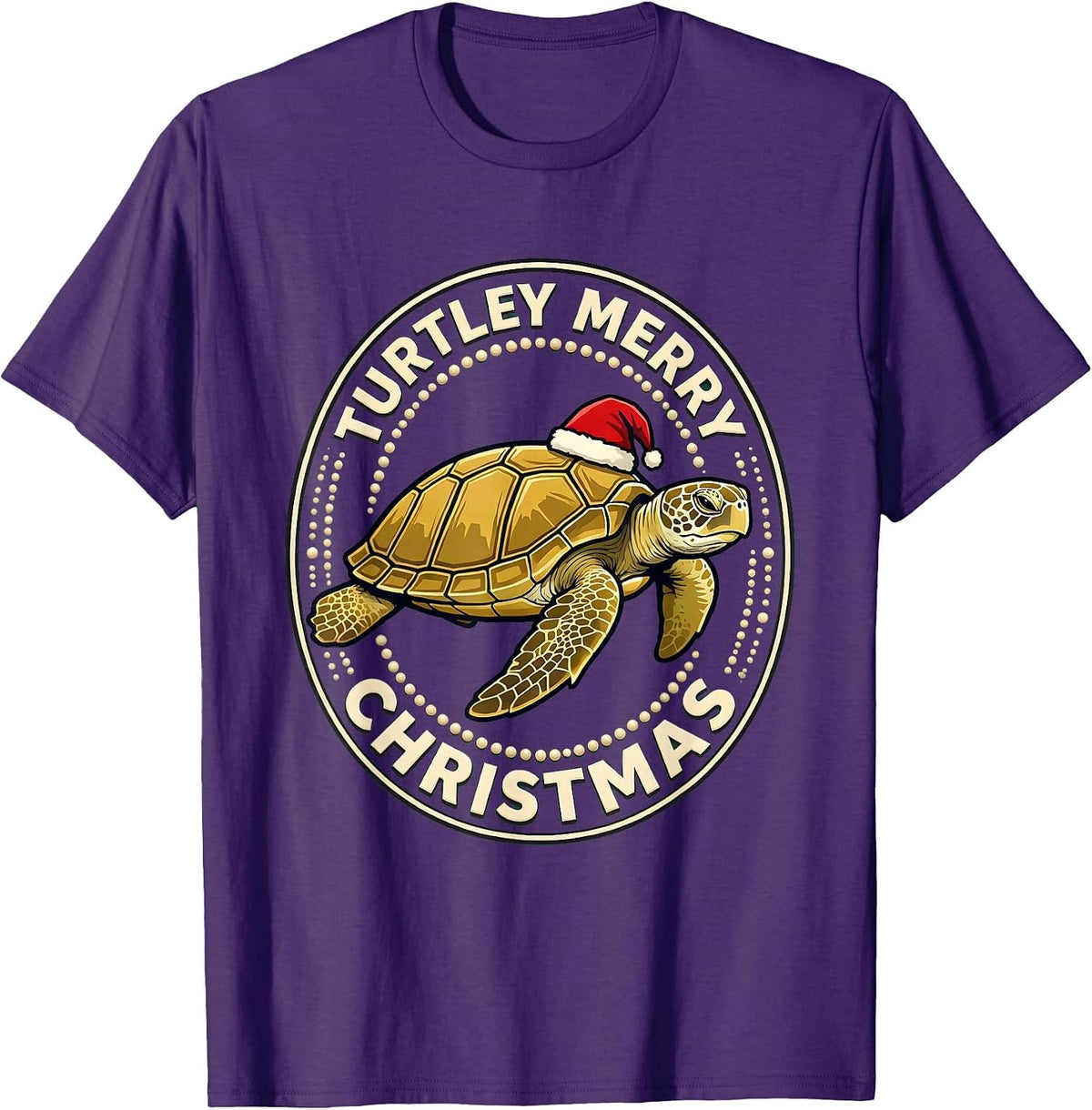 Turtley Merry Christmas Whimsical Sea Turtle Lover Holiday T-Shirt - Purple