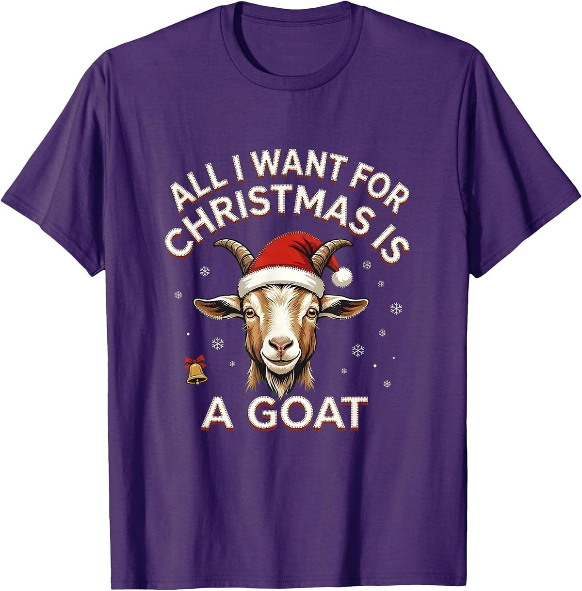 All I Want For Christmas Is A Goat Ugly Sweater Party Gift T-Shirt - Purple