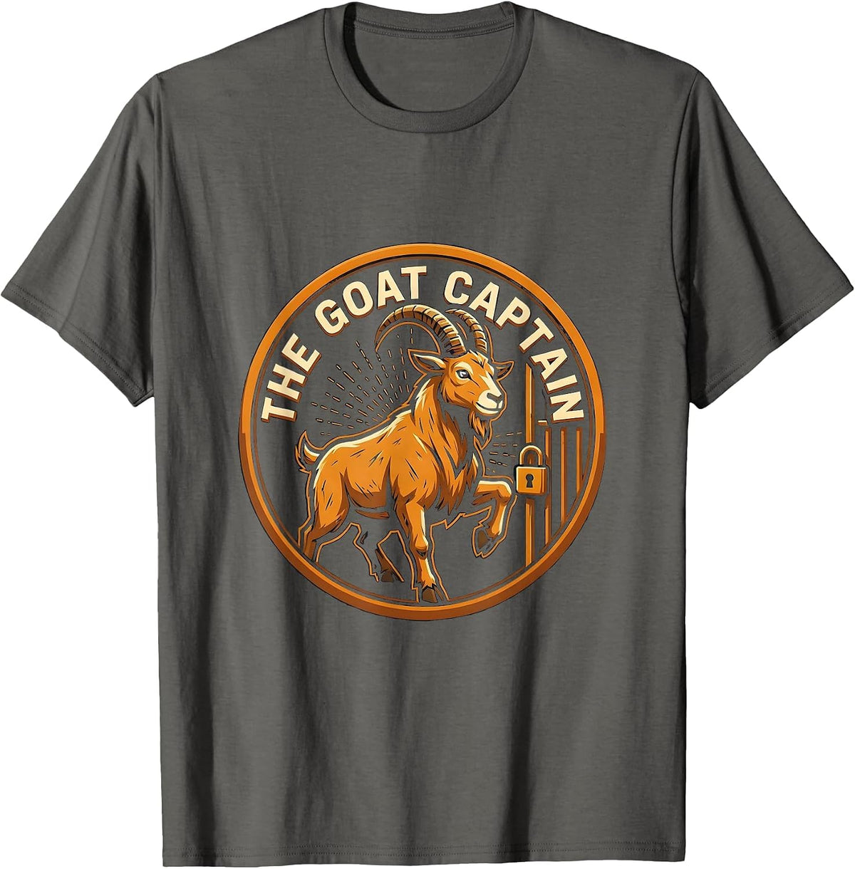 Men's The Goat Captain Funny Goat Owner Farmer Rancher Humor T-Shirt - Asphalt Grey