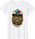 Bear Animal Lover Cute Mardi Gras Carnival Jester T-Shirt, Women, White, Medium - As Pictured