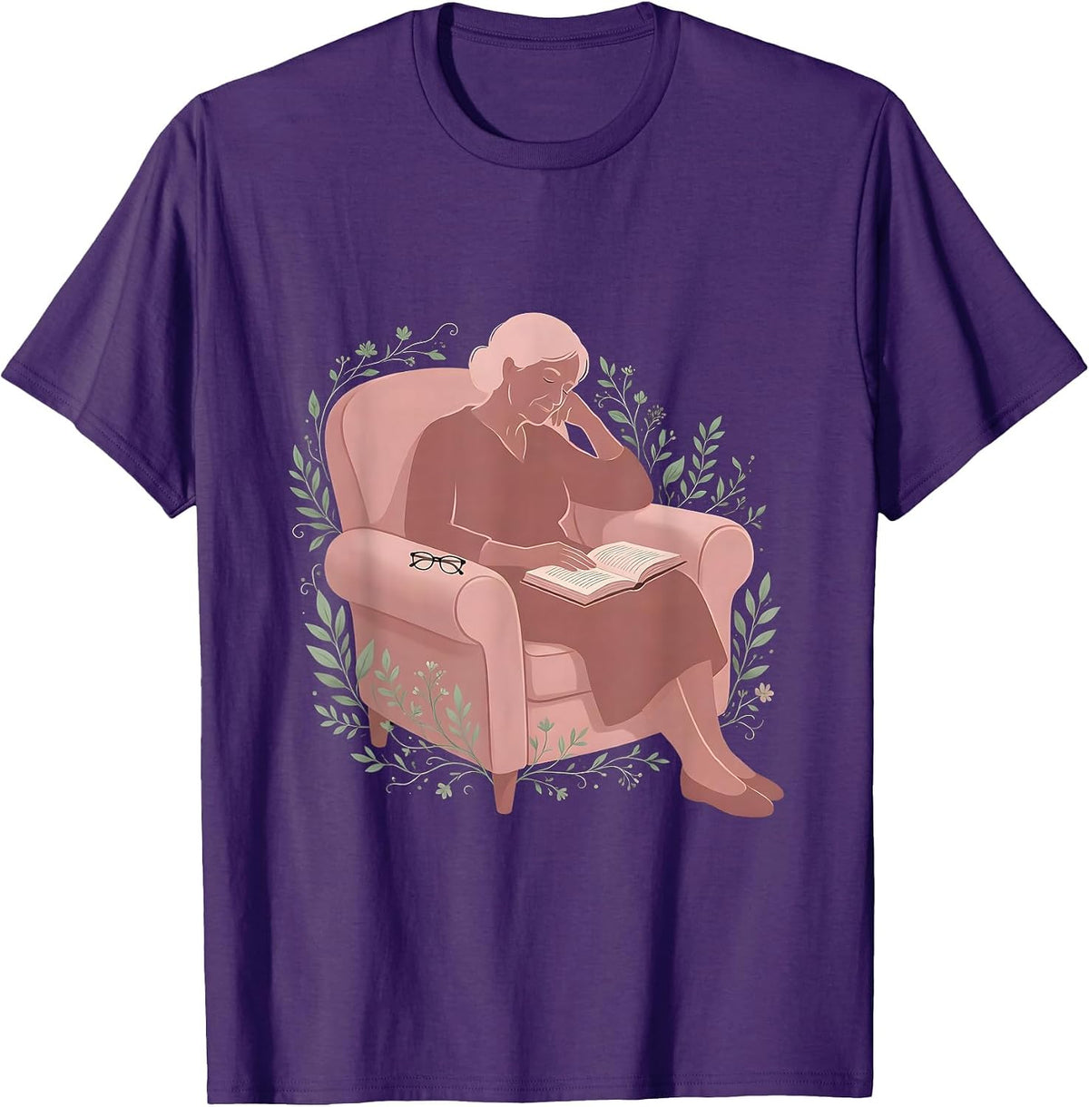 Men's Grandma Napping With Book Cozy Mimi Gift T-Shirt - Purple