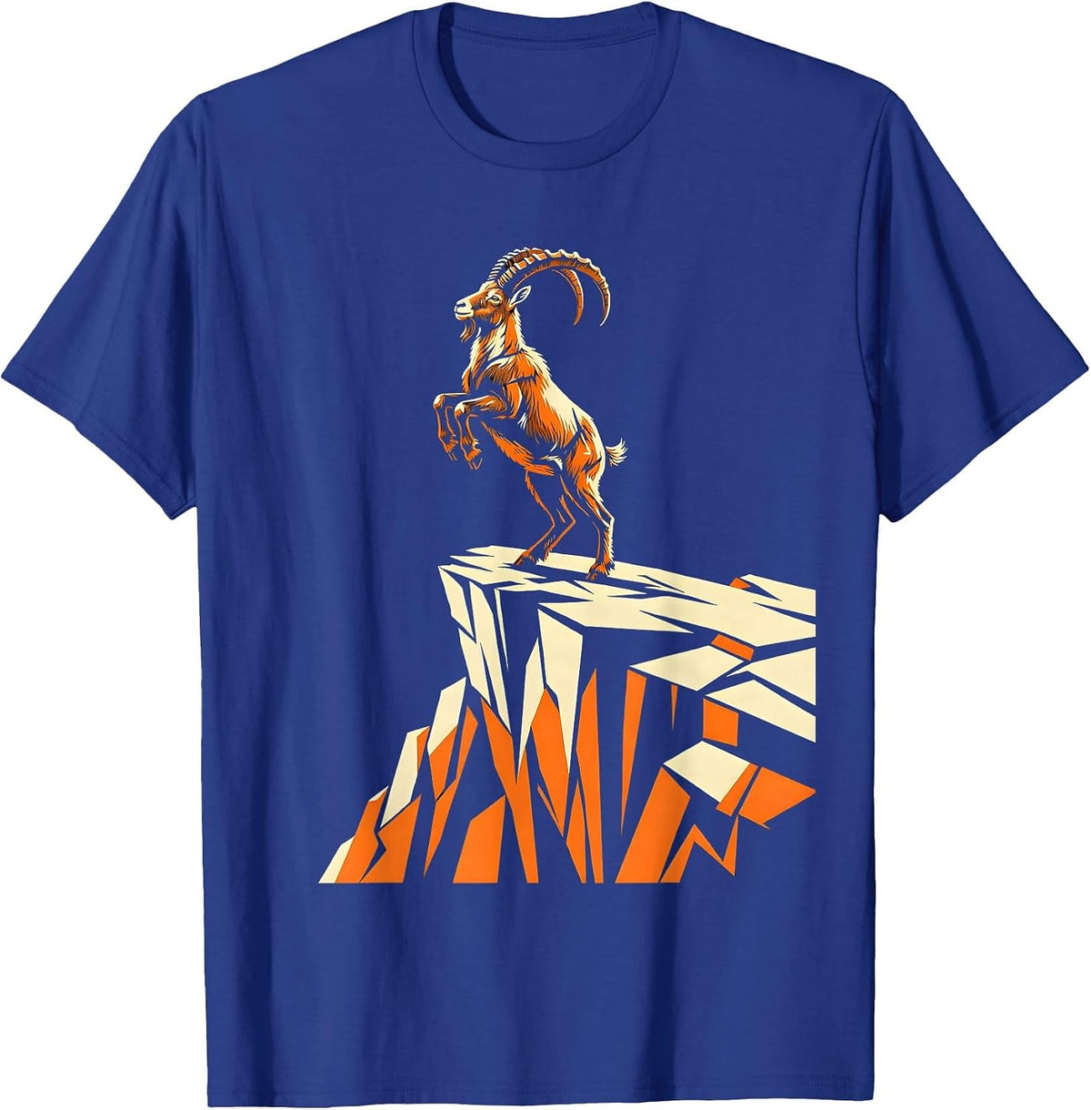 Mountain Goat Sheer Cliff Freedom Graphic T-Shirt - Royal Blue