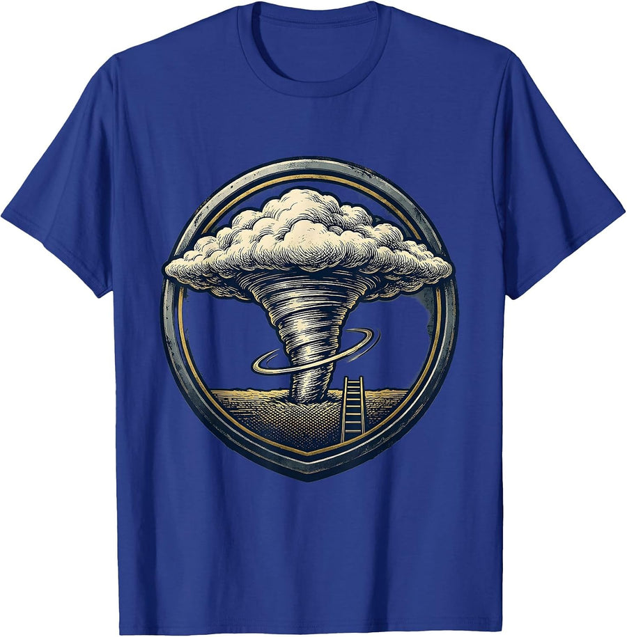 Rotating Funnel Tornado Chaser Weather Enthusiast T-Shirt - Royal Blue