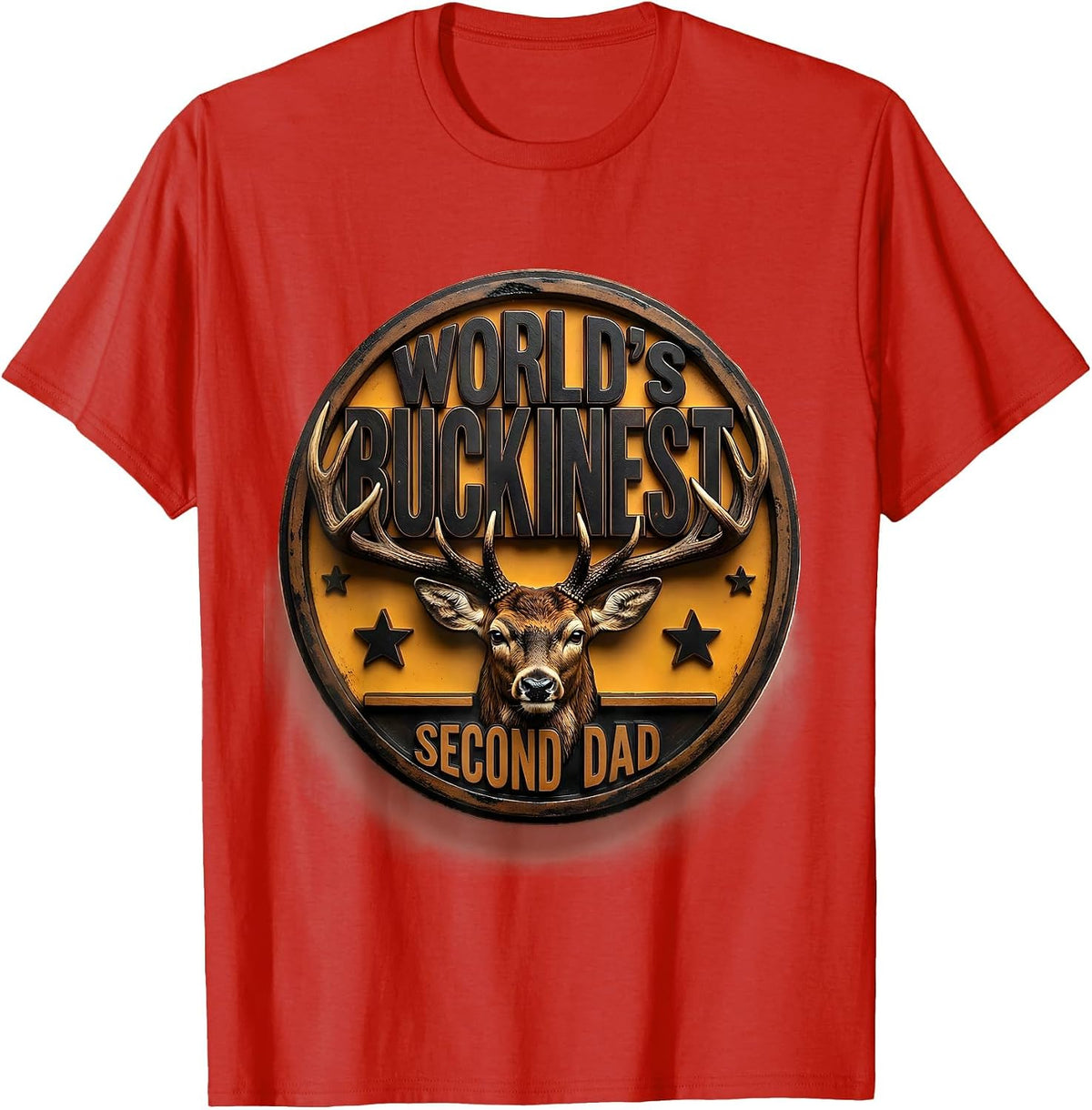 Men's World's Buckinest Second Dad Funny Deer Hunting Dad Joke T-Shirt - Red