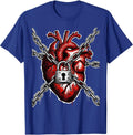 Grunge Chained Heart Padlock Graphic T-Shirt - Royal Blue