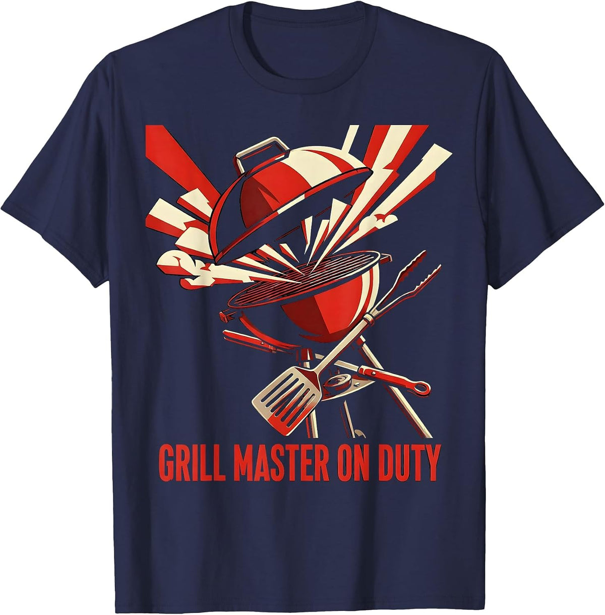 Grill Master On Duty Labor Day BBQ Design T-Shirt - Navy Blue