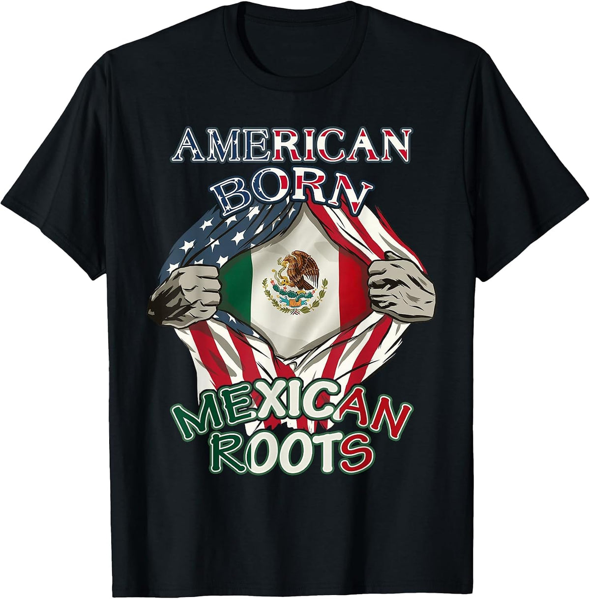 American Born Mexican Tribal T-Shirt Proud USA Love Mexico T-Shirt - Black