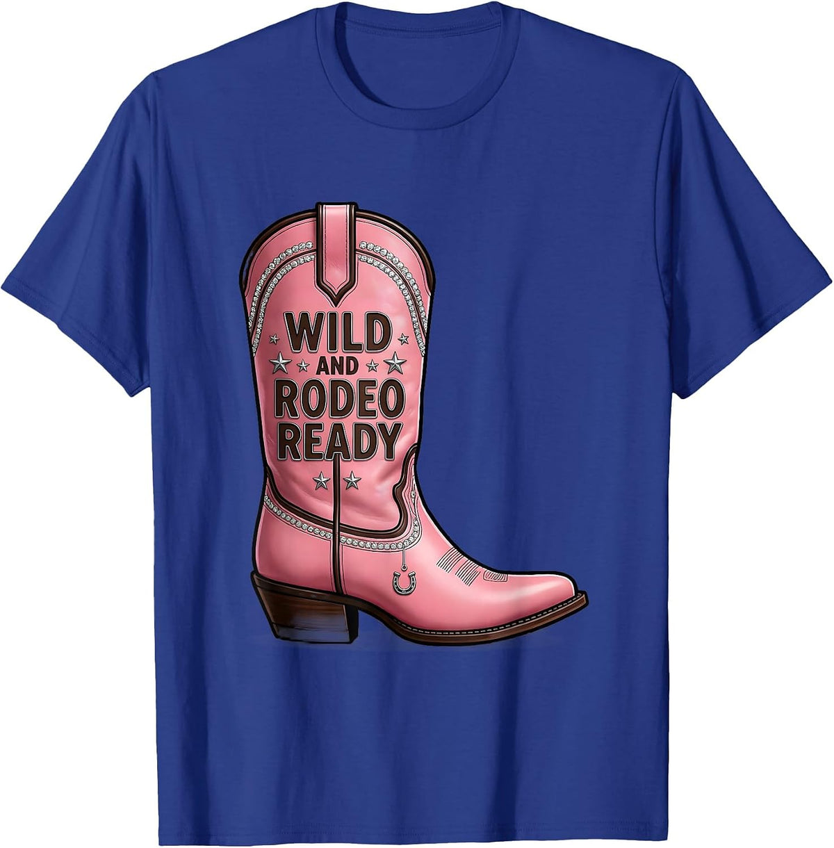 Men's Wild and Rodeo Ready Cowgirl Design T-Shirt - Royal Blue