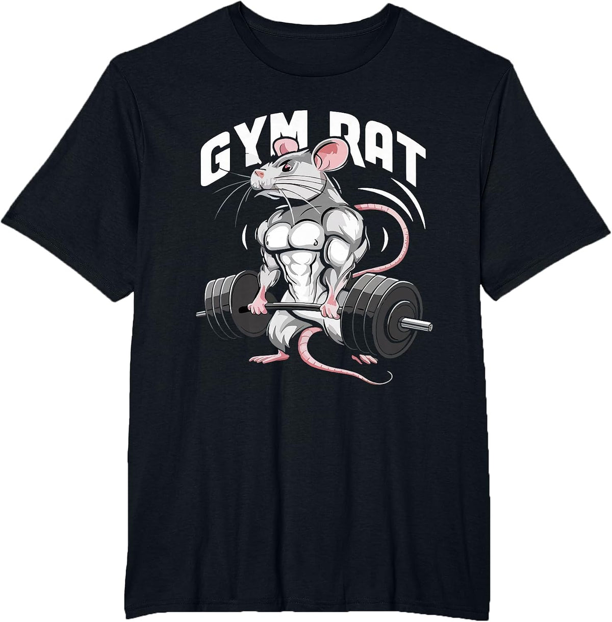 Gym Rat Funny Bodybuilding Fitness Workout Gym Weightlifter T-Shirt - Black