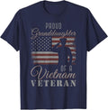 Proud Granddaughter US Flag 4th of July Vietnam Veteran T-Shirt - Navy Blue
