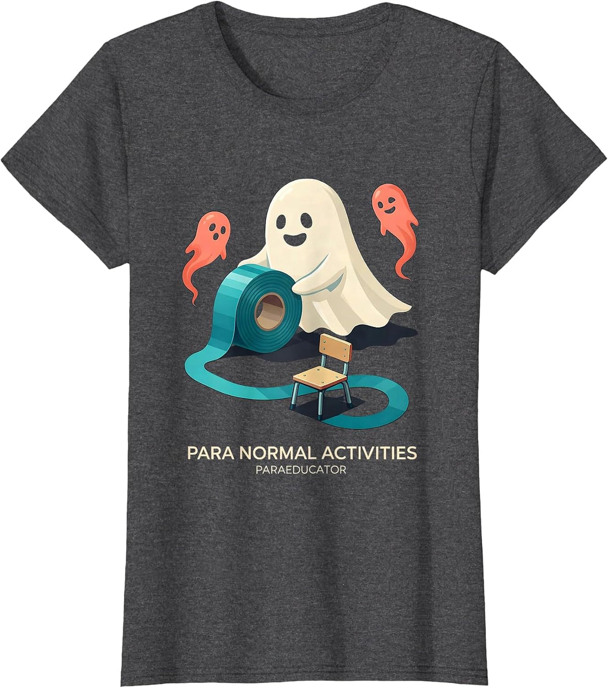 Women's Para Normal Activities Paraeducator Funny Ghost Halloween T-Shirt - Dark Heather Grey