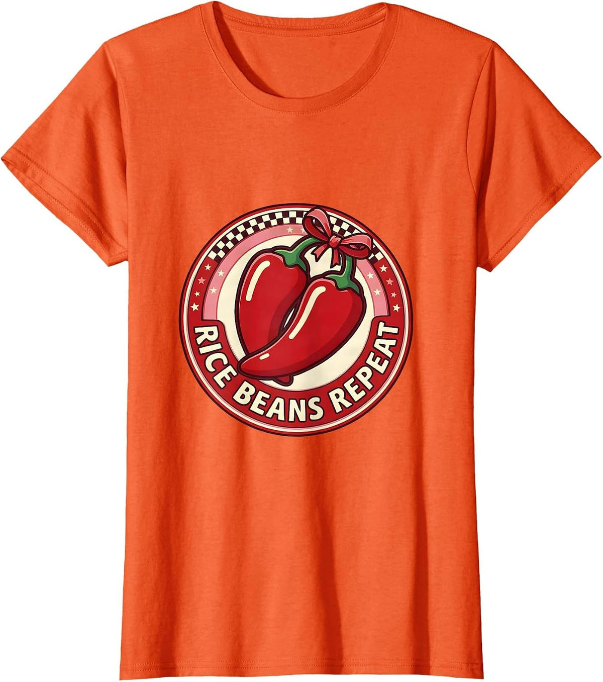 Rice Beans Repeat Mexican Culture Design T-Shirt - Orange