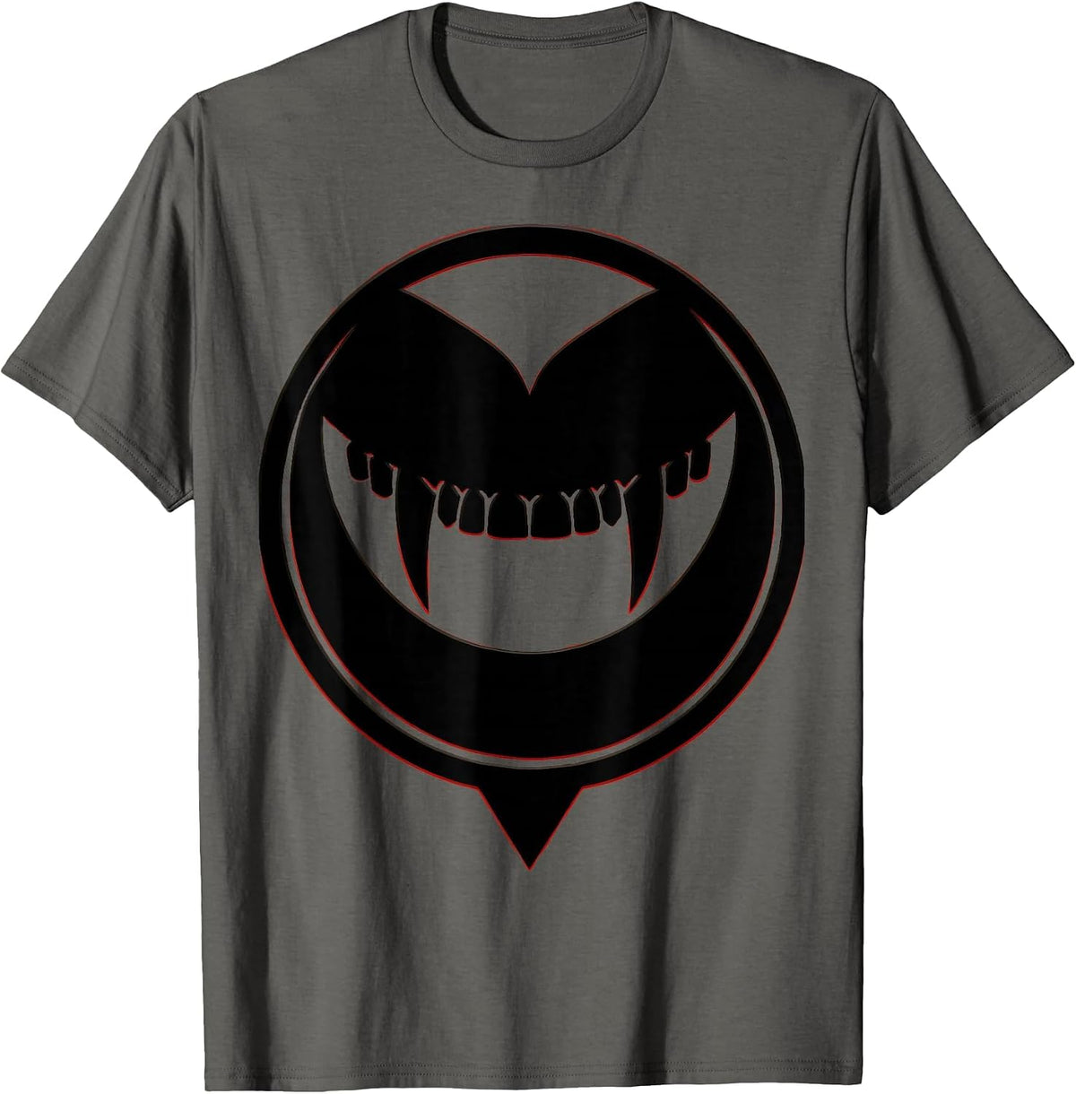 Vampire Fangs Dental Halloween Illustration T-Shirt - Asphalt Grey