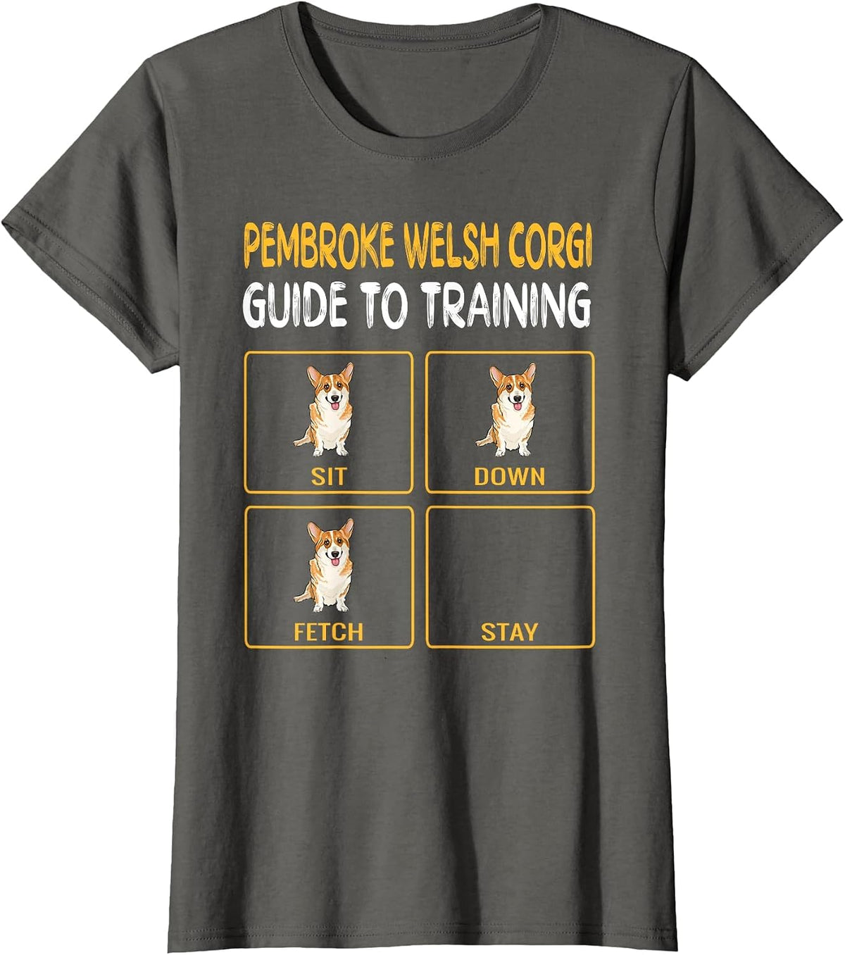 Pembroke Welsh Corgi Guide to Training Dog Obedience T-Shirt - Asphalt Grey