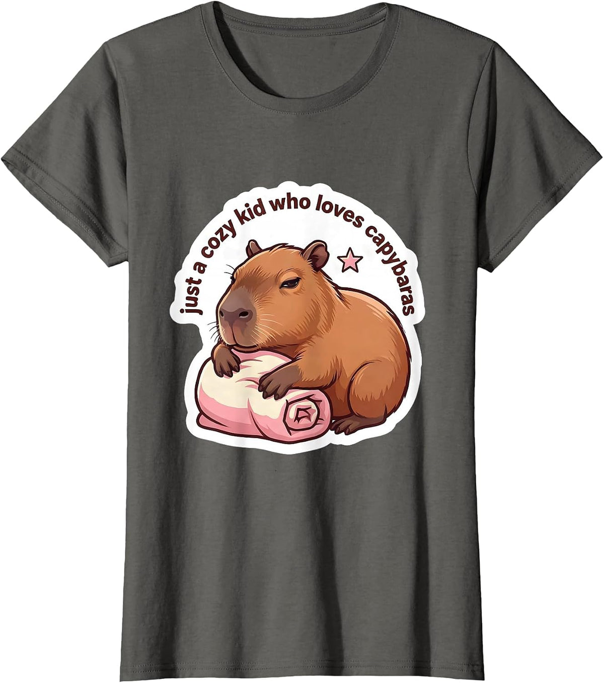 Women's just a cozy kid who loves capybaras Funny Capybara Gamer T-Shirt - Asphalt Grey