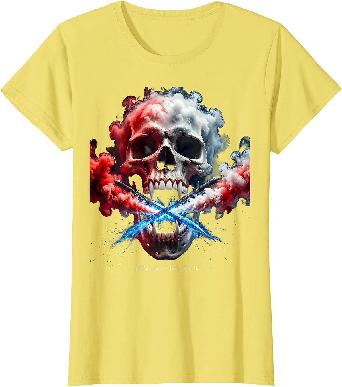 Bite Me If You Dare Dental Halloween Design T-Shirt - Lemon Yellow