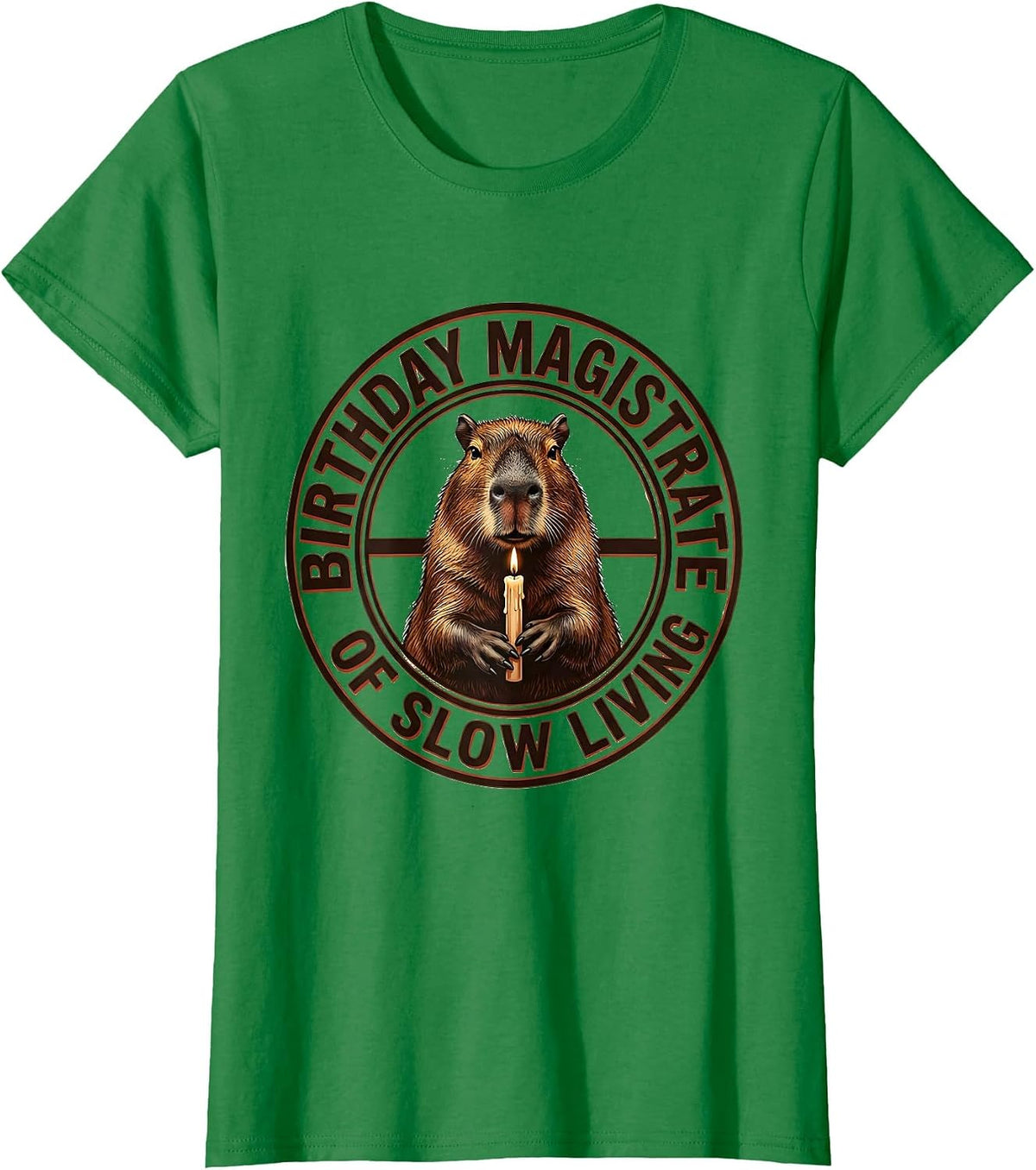 Women's Birthday Magistrate of Slow Living Kawaii Capybara Birthday T-Shirt - Kelly Green