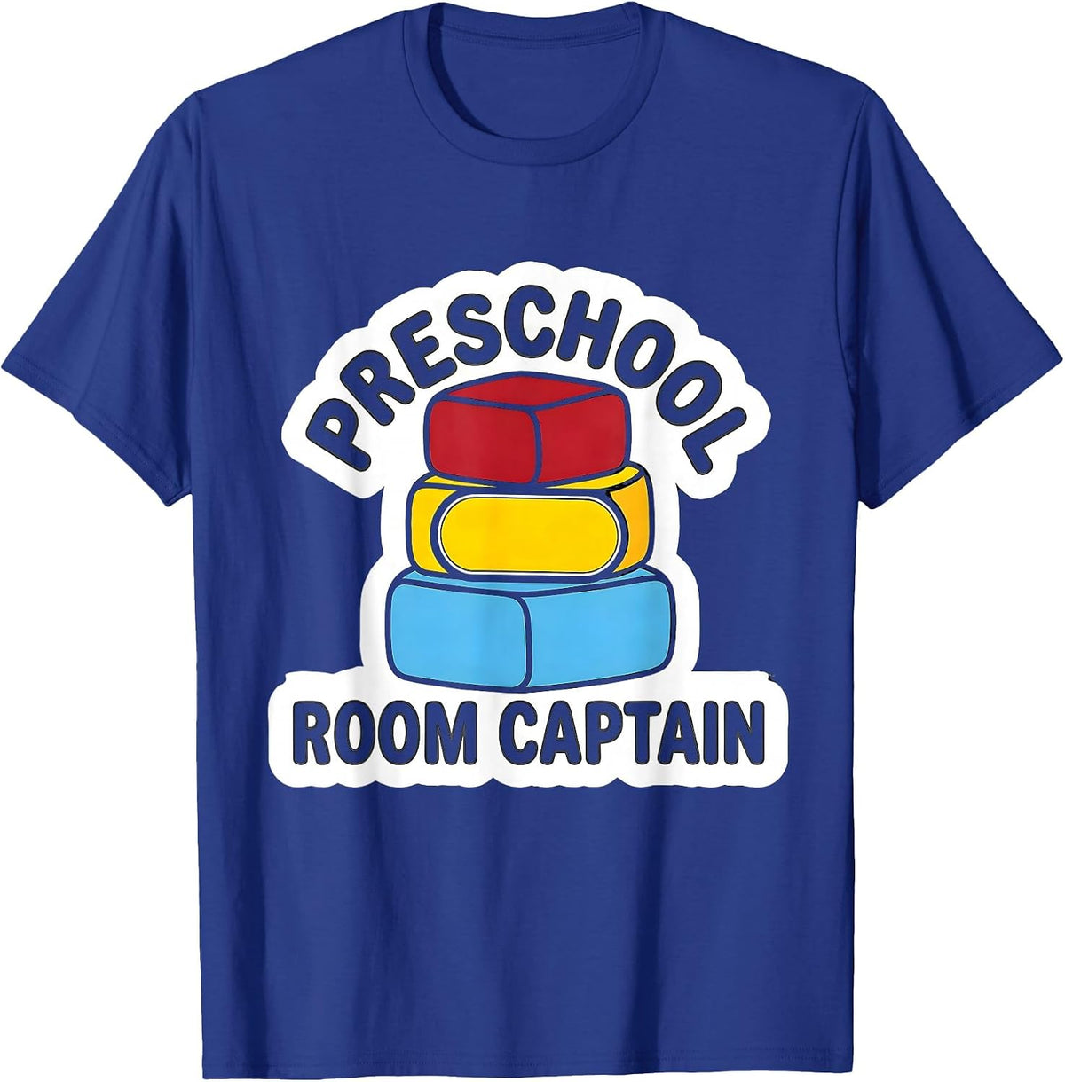 Men's Preschool Room Captain Playful Teacher Appreciation Back T-Shirt - Royal Blue