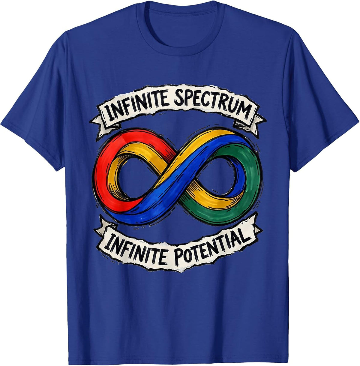 Men's Infinite Spectrum Infinite Potential Autism Design T-Shirt - Royal Blue