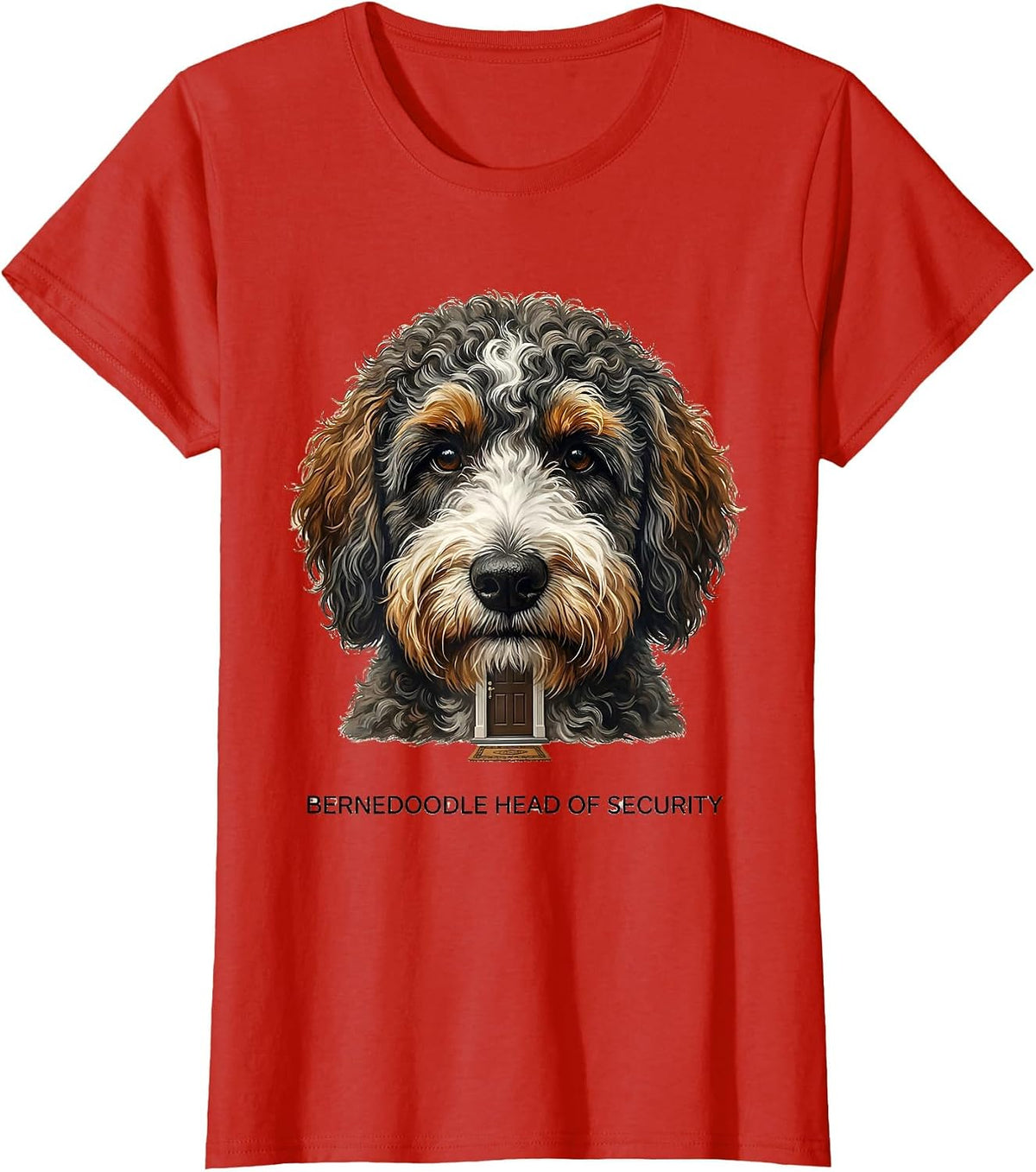 Bernedoodle Head of Security Funny Dog Mom Doodle Owner T-Shirt - Red
