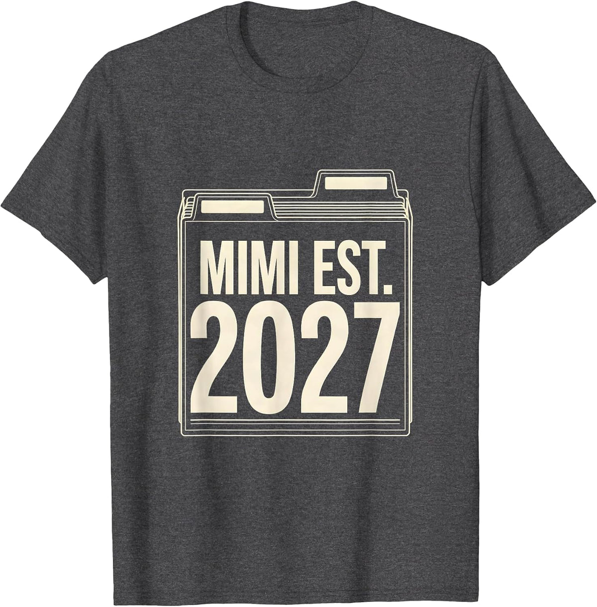 Mimi Est. 2027 New Grandma Grandparent Pregnancy T-Shirt - Dark Heather Grey