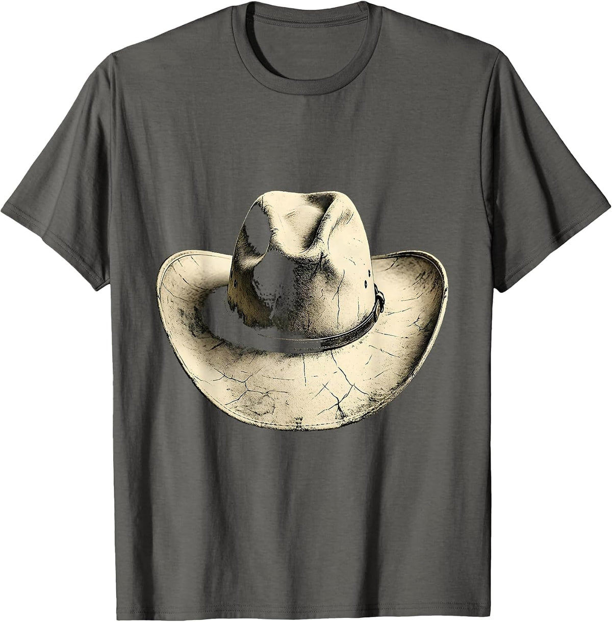 Wildflower Cowboy Hat Western Boho Illustration T-Shirt - Asphalt Grey