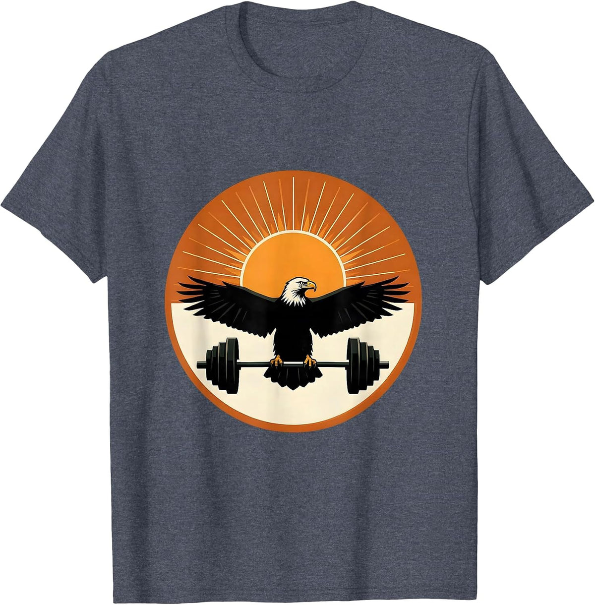 Bold Eagle Barbell Athleisure Fall Graphic T-Shirt - Heather Blue