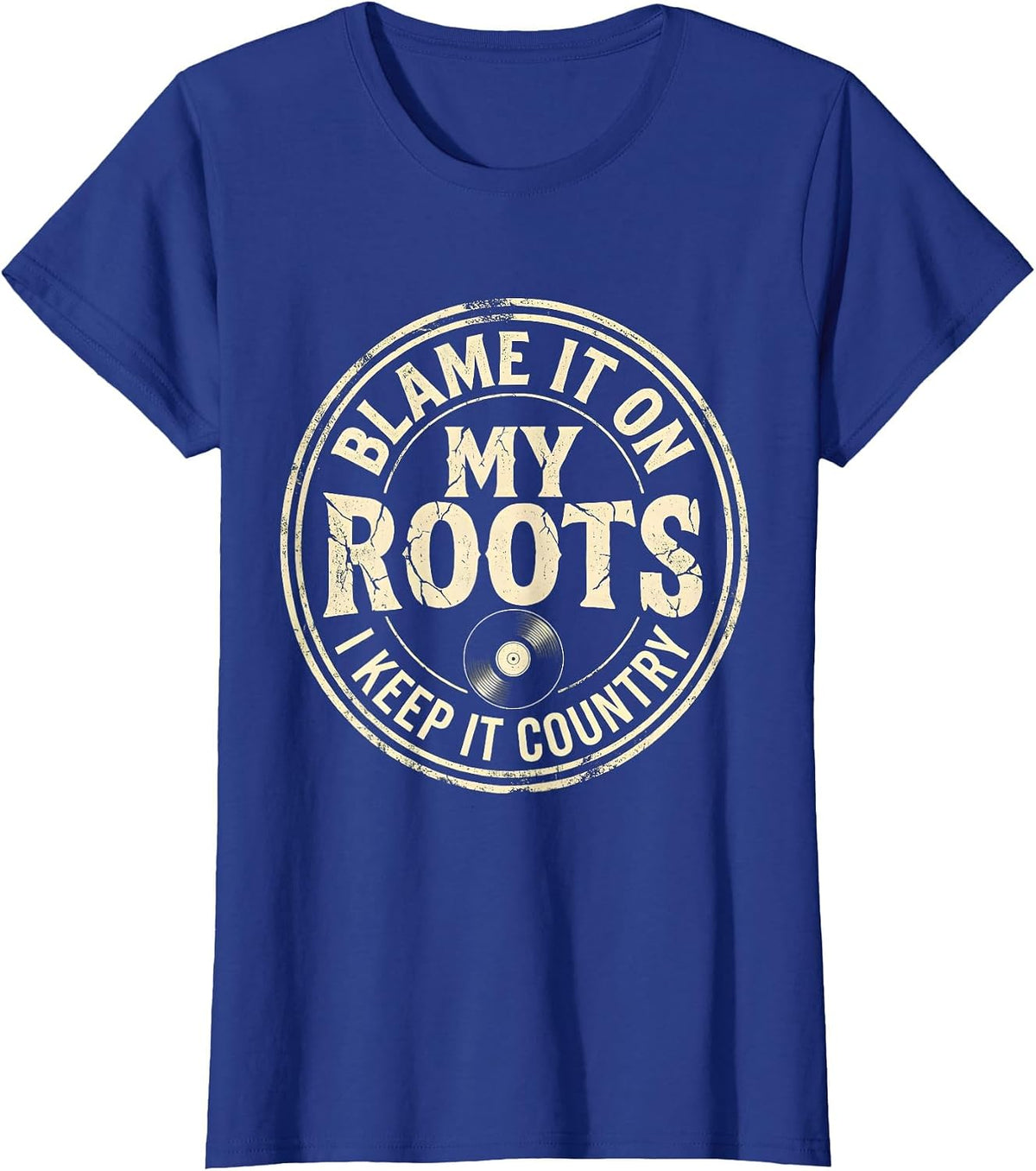 Women's Blame It On My Roots I Keep It Country Boho Western T-Shirt - Royal Blue