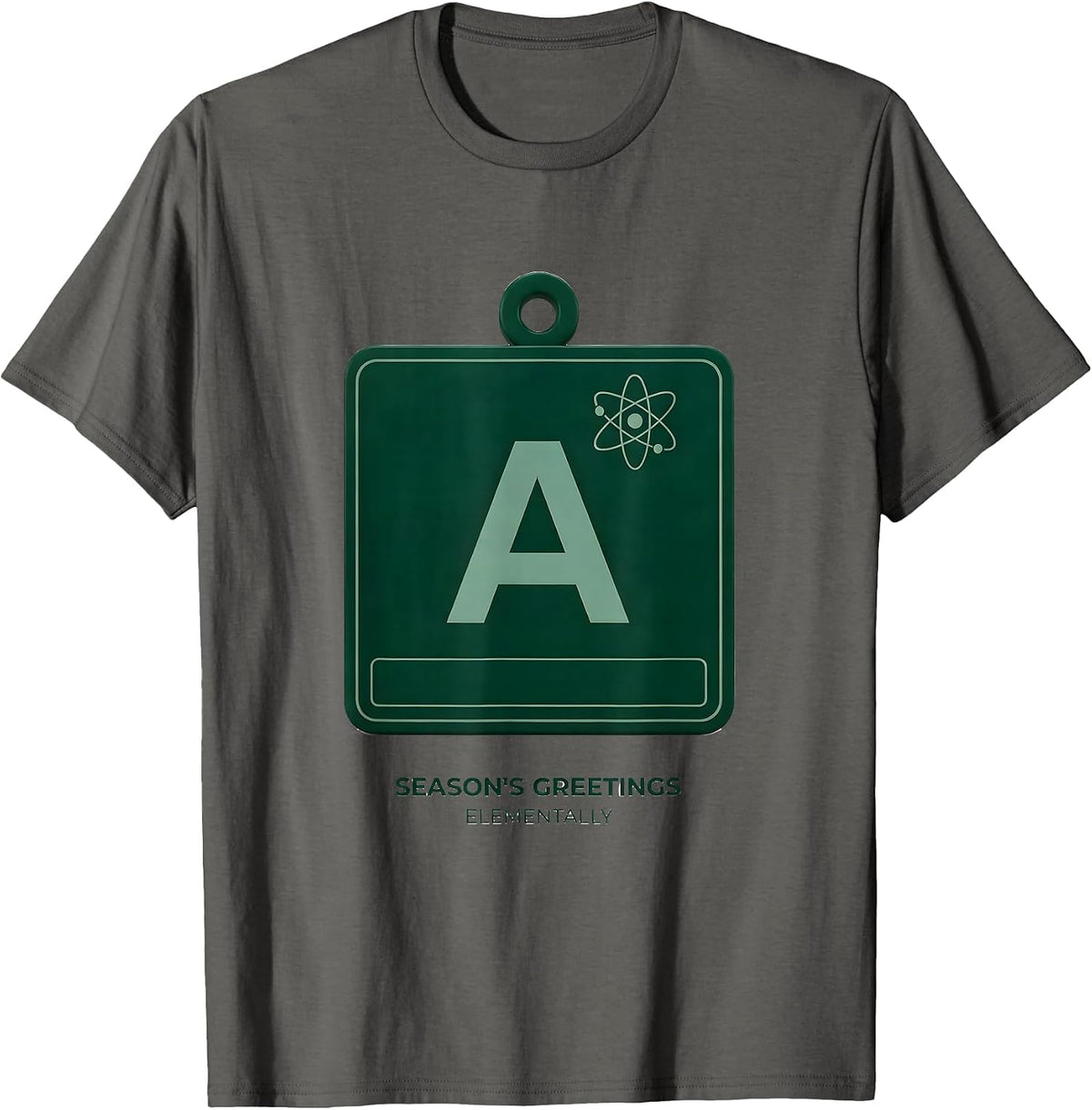 Men's Season's Greetings Elementally Funny Chemistry Nerd Humor T-Shirt - Asphalt Grey