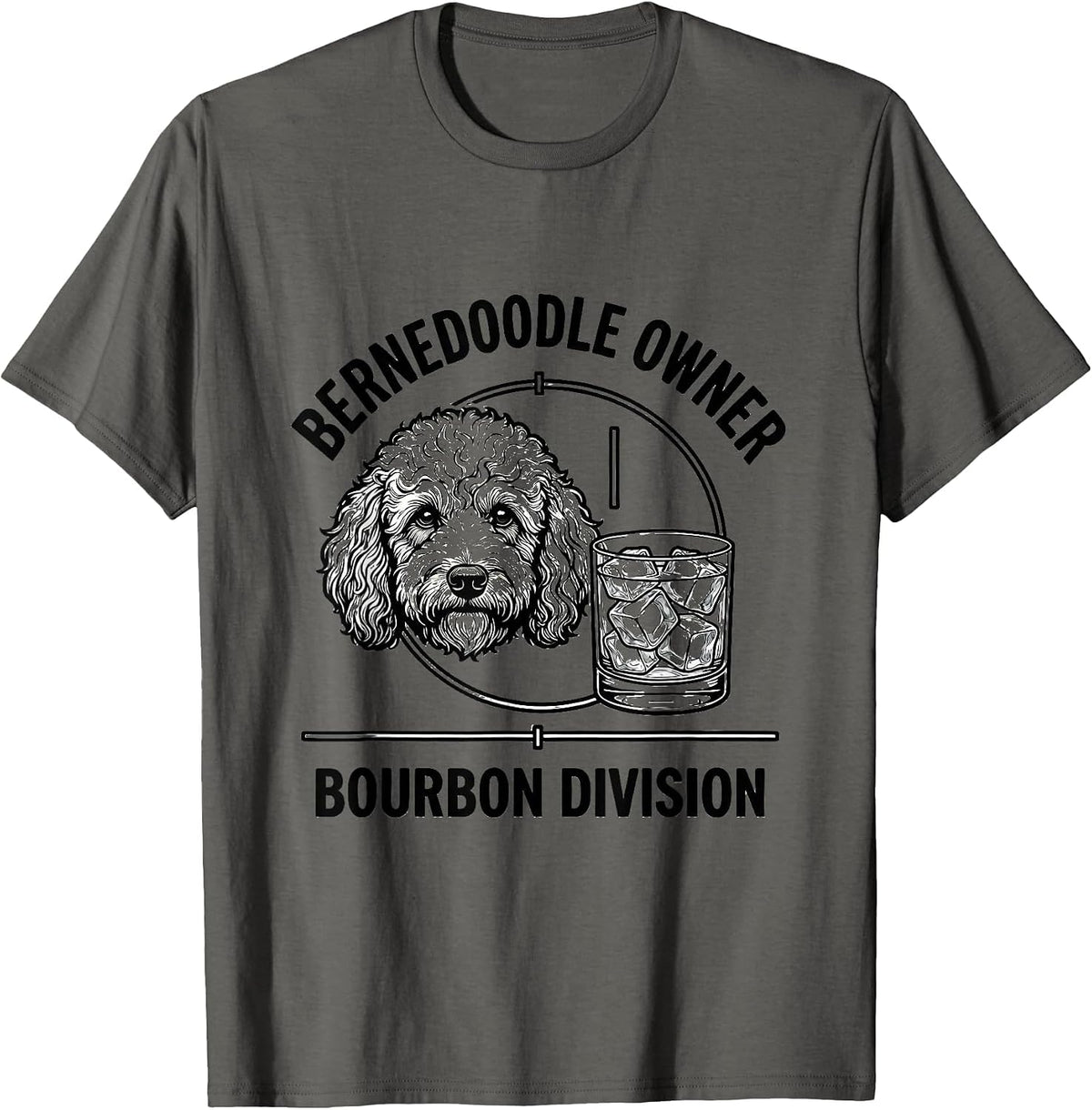 Men's Bernedoodle Owner Bourbon Division Funny Dog Lover Coffee T-Shirt - Asphalt Grey