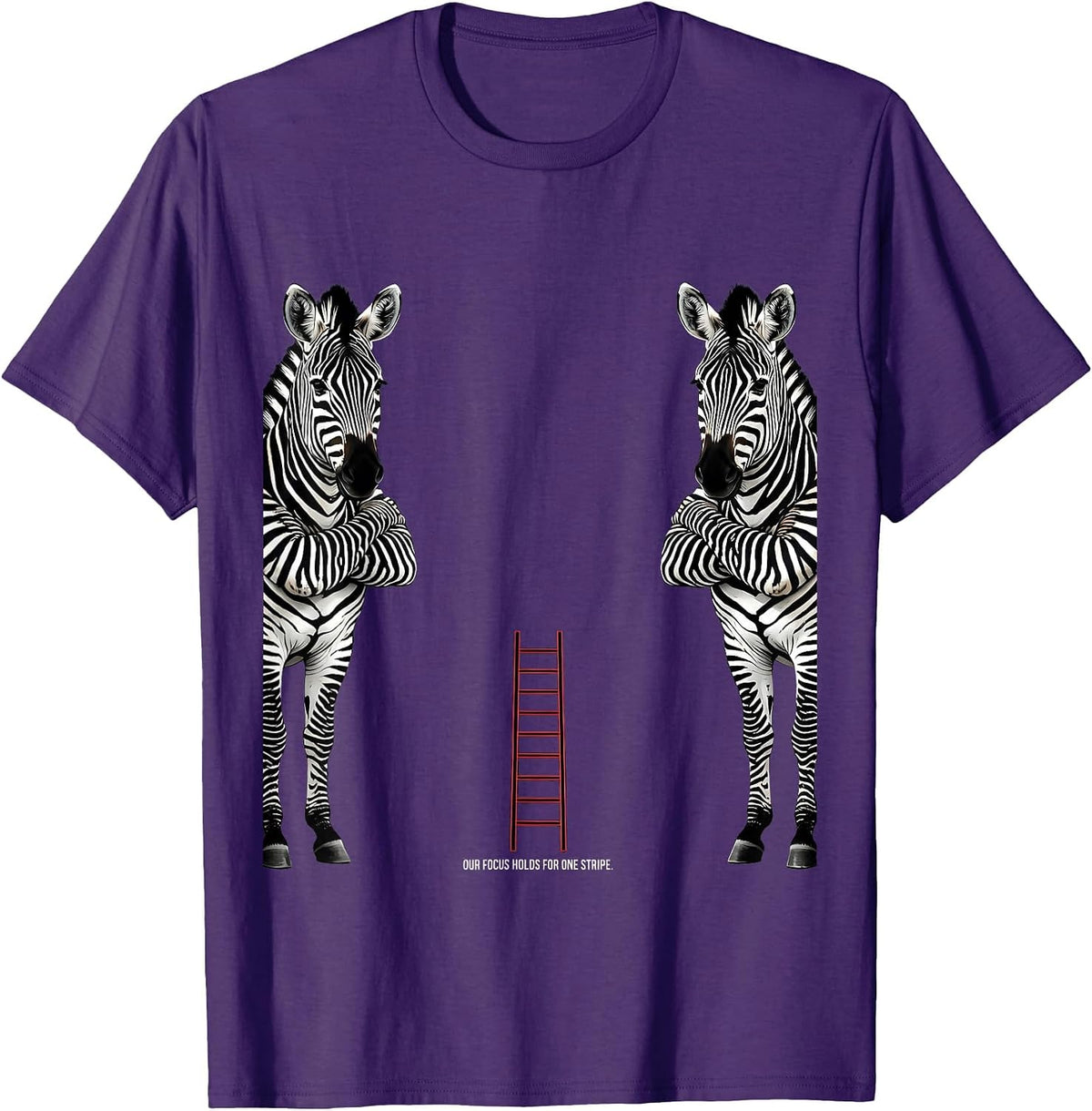 Men's Our Focus Holds For One Stripe Funny Zebra Duo Gym Humor T-Shirt - Purple