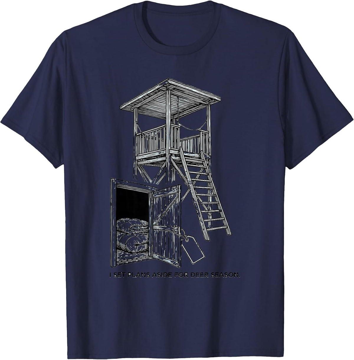 Men's I Set Plans Aside For Deer Season Funny Hunting Dad Humor T-Shirt - Navy Blue