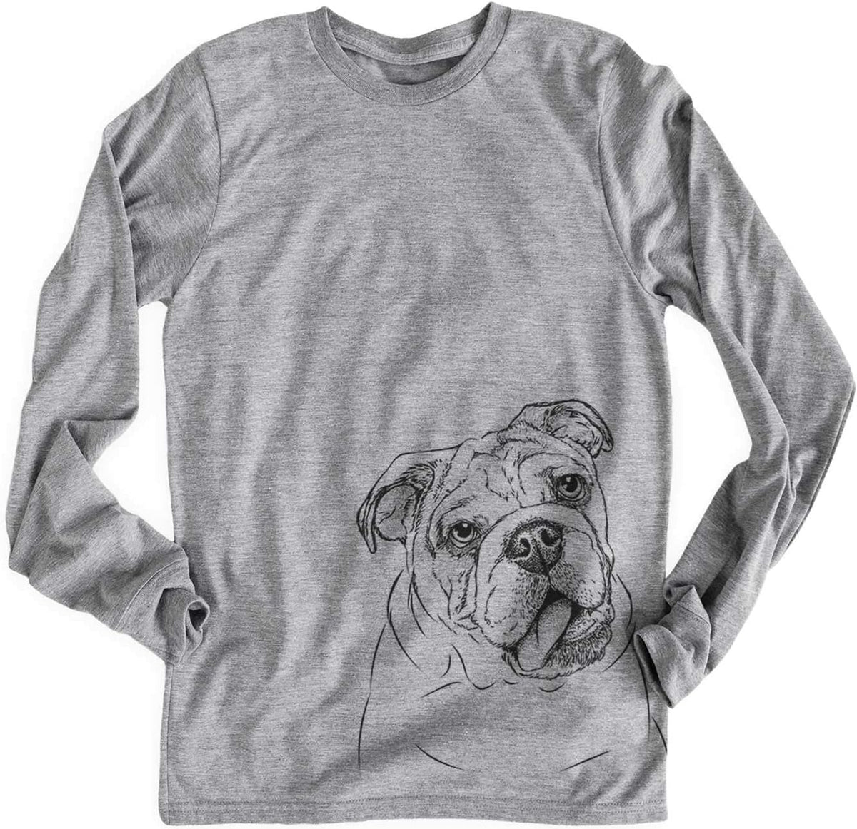 Bare Benson the English Bulldog Dog Triblend T-Shirt - Unisex Unisex Long Sleeve