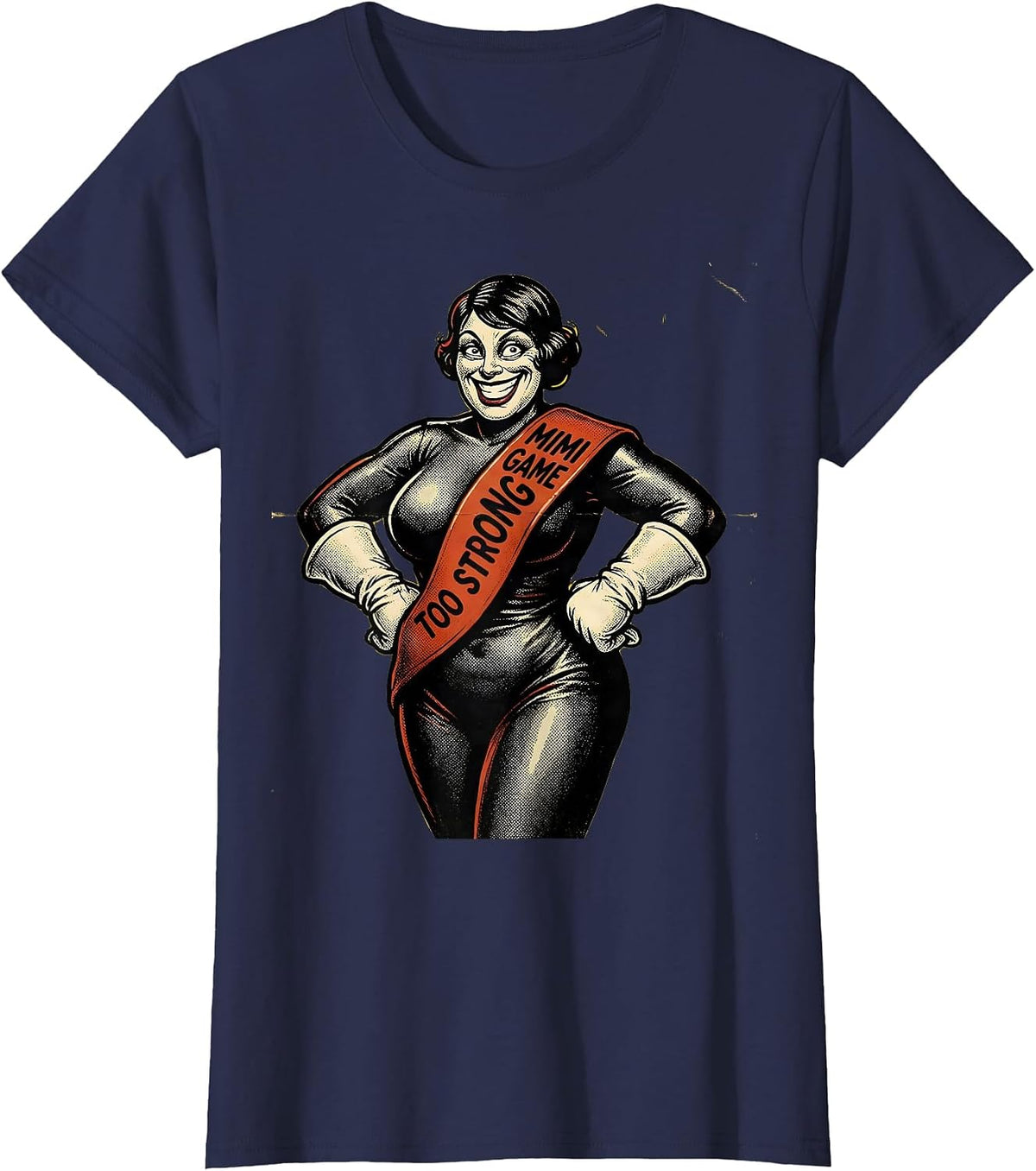 Women's Mimi Game Too Strong Grandma Design T-Shirt - Navy Blue
