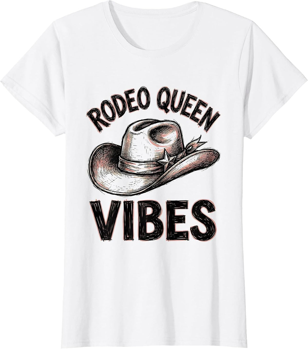 Rodeo Queen Vibes Cowgirl Design T-Shirt - White