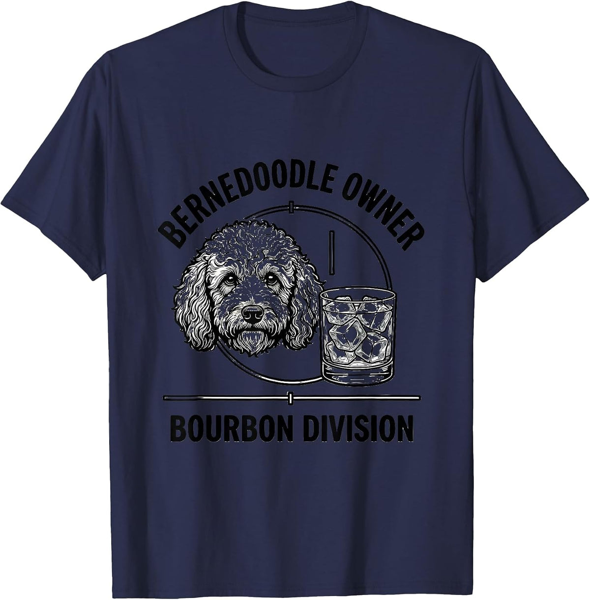 Men's Bernedoodle Owner Bourbon Division Funny Dog Lover Coffee T-Shirt - Navy Blue