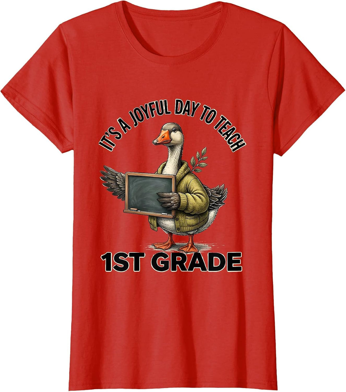 Women's It's A Joyful Day To Teach 1st Grade Funny Teacher Back T-Shirt - Red