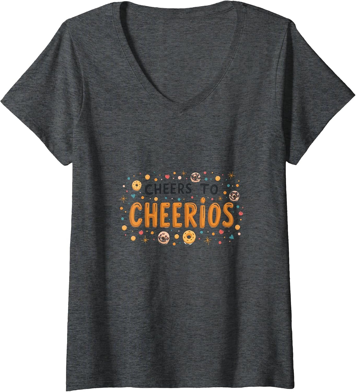 Women's Cheers to Cheerios New Year Toddler Design V-Neck T-Shirt - Dark Heather Grey