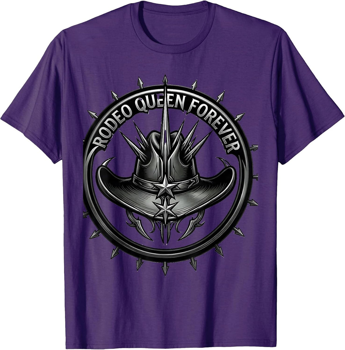 Men's Rodeo Queen Forever White Cowgirl Design T-Shirt - Purple