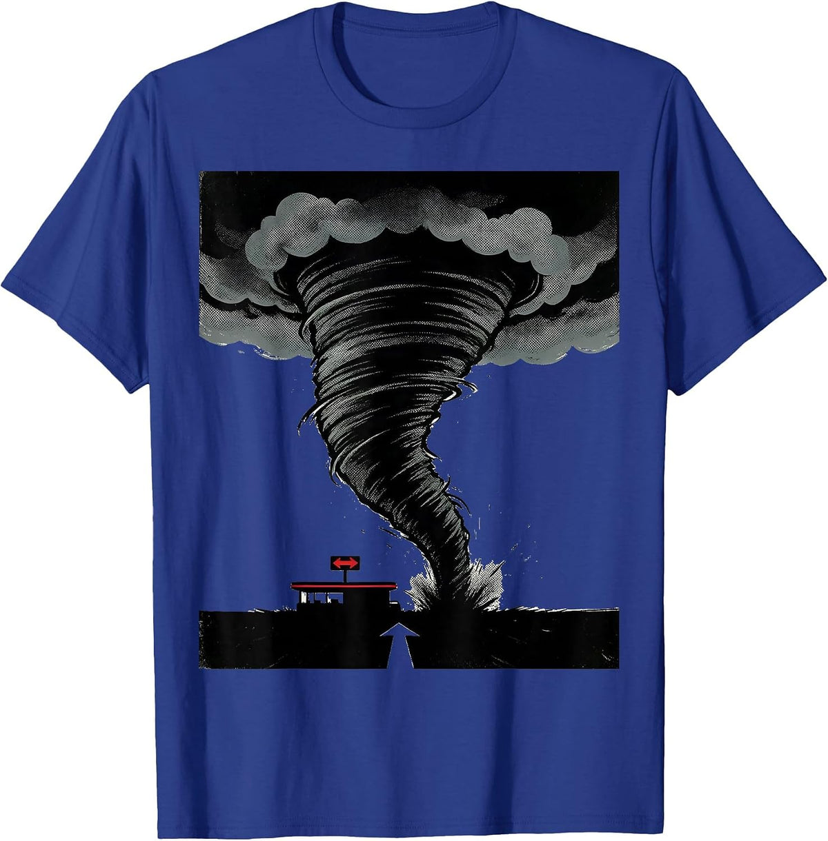 Men's Left-Leaning Tornado Funnel Meteorology Enthusiast T-Shirt - Royal Blue