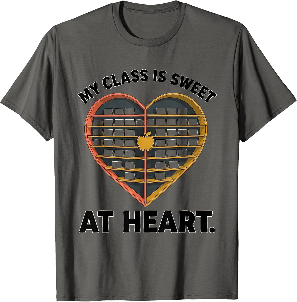 My Class Is Sweet At Heart Midcentury Modern Teacher T-Shirt - Asphalt Grey
