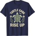 Turtle Gang Rise Up Reptile Crew Design T-Shirt - Navy Blue