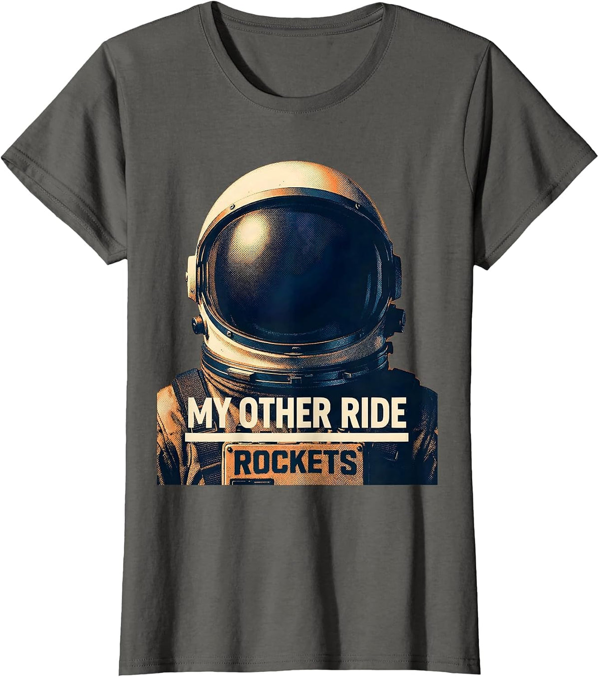 Women's My Other Ride Rockets Space Enthusiast Design T-Shirt - Asphalt Grey