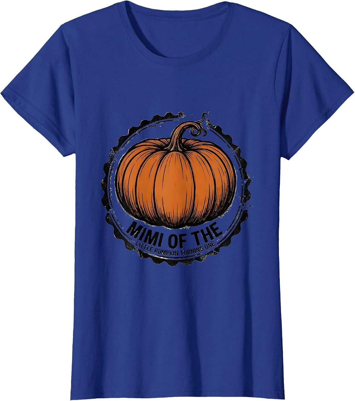 Women's Mimi Of The Little Pumpkin Turning One Family First Birthday T-Shirt - Royal Blue