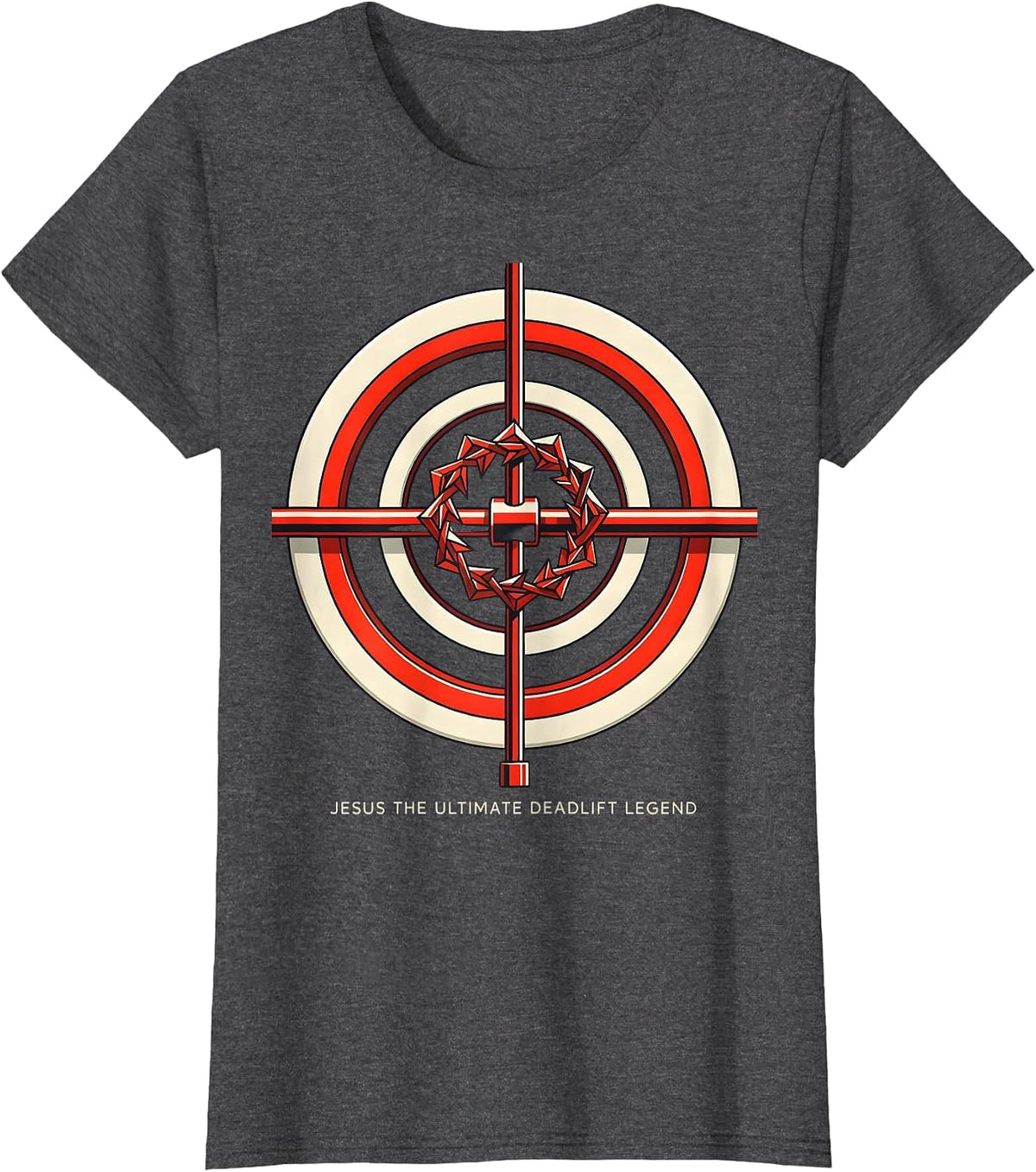 Women's Jesus The Ultimate Deadlift Legend Geometric Christian Gym T-Shirt - Dark Heather Grey