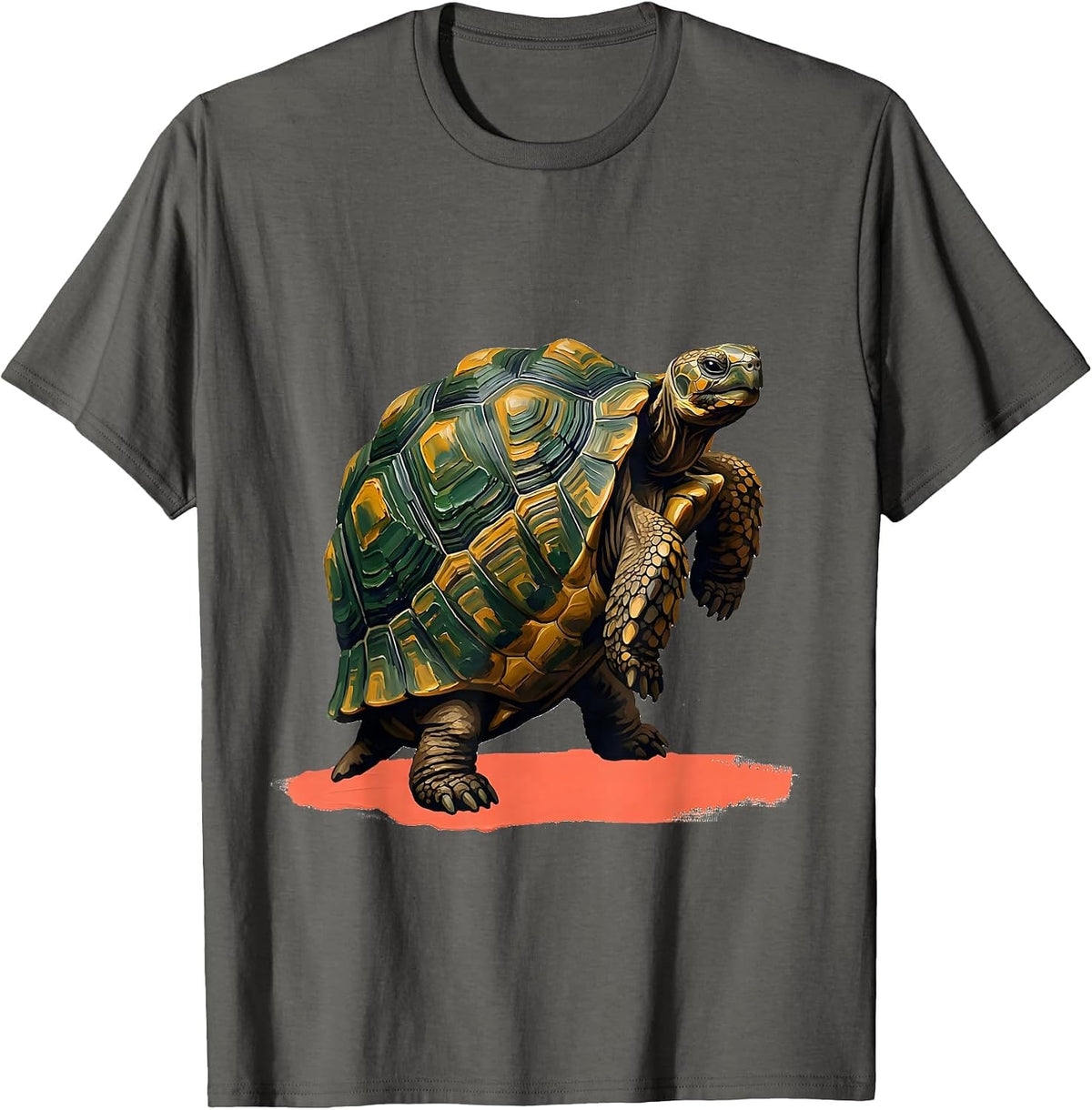 Compact Tortoise Throne Gouache Poster Pet Lover Humor T-Shirt - Asphalt Grey