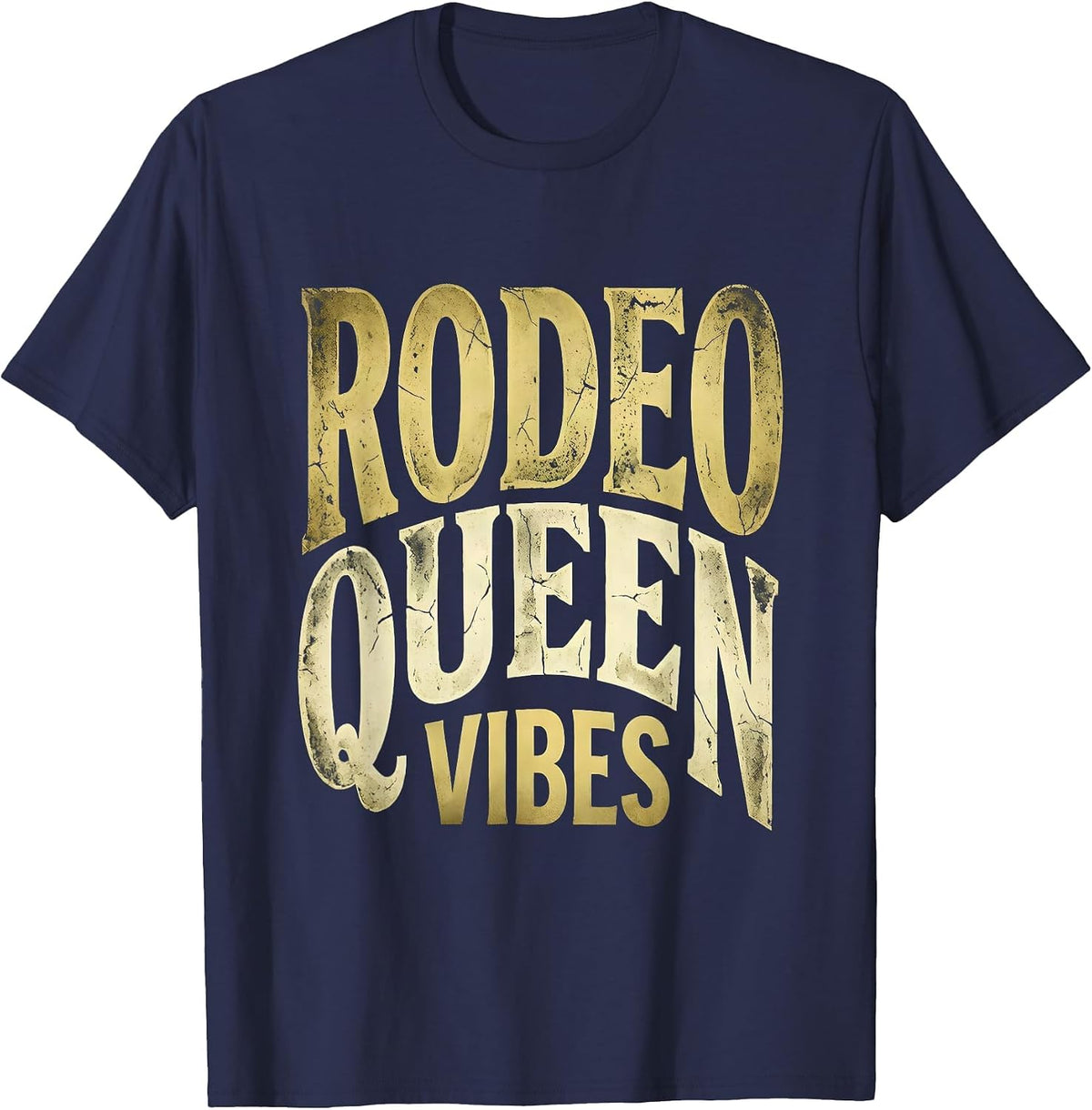 Rodeo Queen Vibes Cowgirl Design T-Shirt - Navy Blue