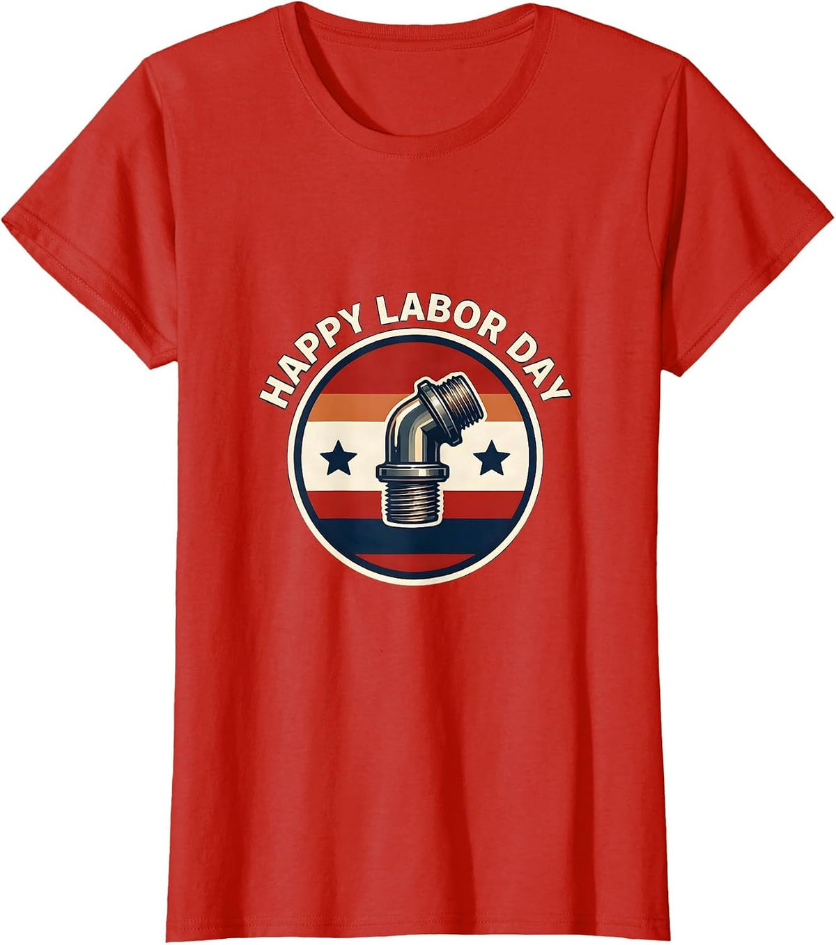 Women's Happy Labor Day Patriotic Union Pride Messy Bun Mom T-Shirt - Red