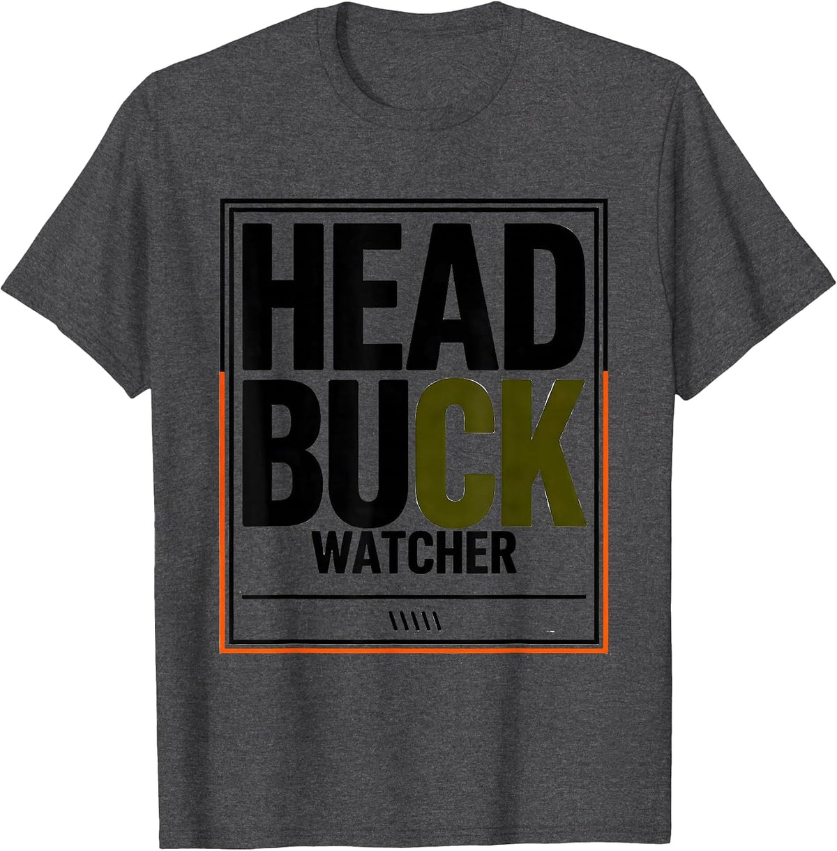 Head Buck Watcher Funny Youth Hunting Camo Deer Humor T-Shirt - Dark Heather Grey